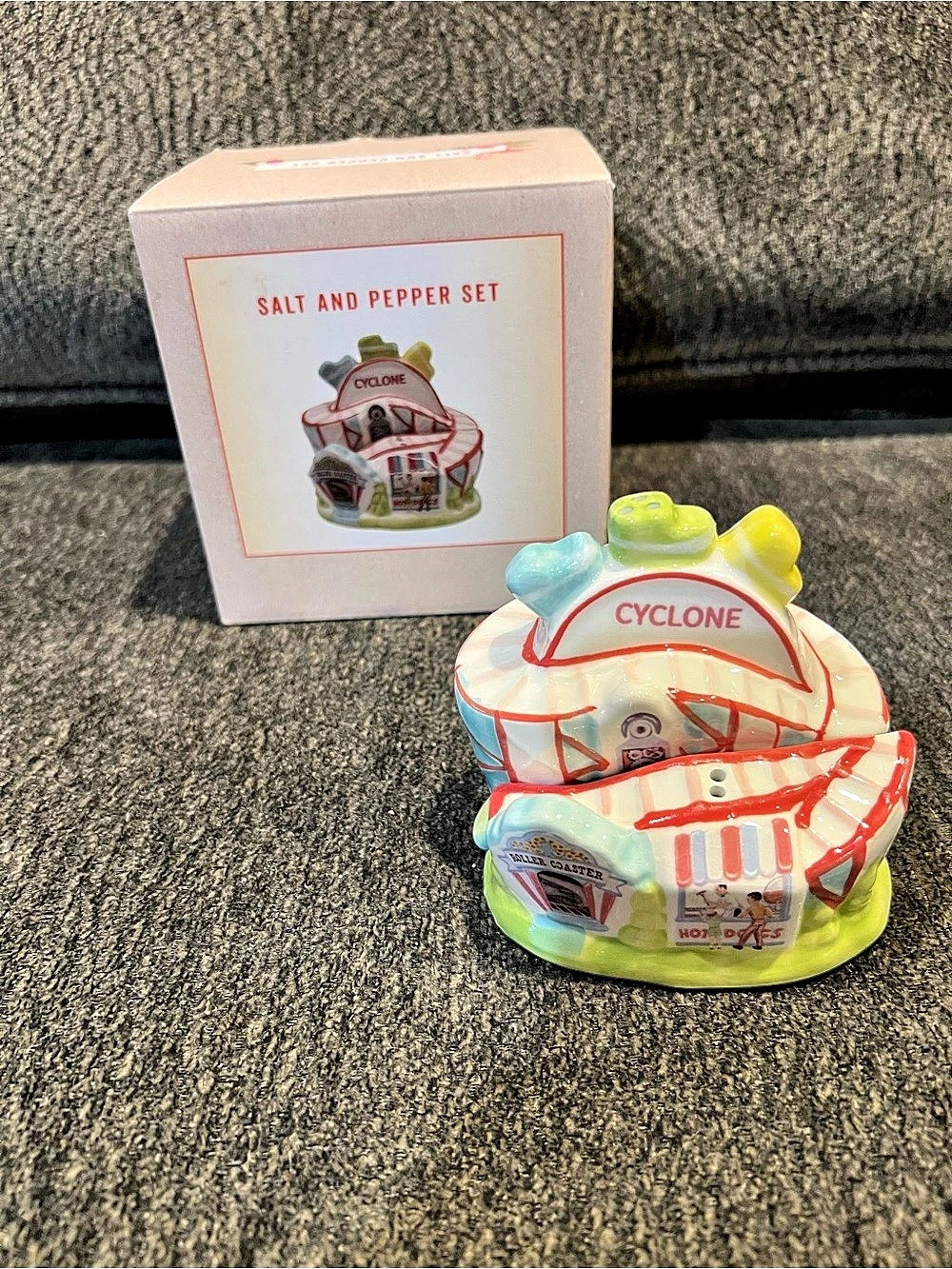 Cracker Barrel Cyclone Roller Coaster Salt and Pepper Shaker Set
